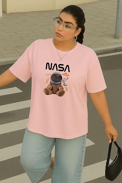 BENROMA In Cart 6 or More Purchases Get 1 T-Shirt as a Gift - Large Size Nasa Teddy Bear Printed Unisex T-Shirt