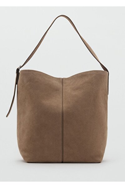 MANGO Woman Deri bucket çanta