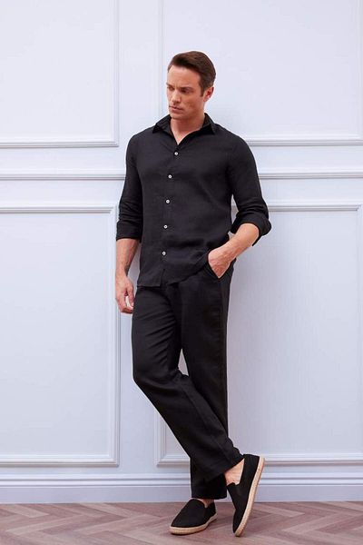 DeFacto New Season 100% Linen Relax Fit Relaxed Cut Straight Leg Summer Trousers