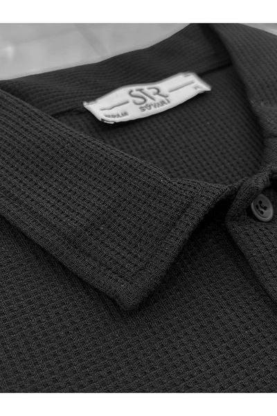 SÜVARİ Μπλουζάκι Polo Collar Polo με μοτίβο βάφλας Cavalry Loose Fit με μαλακή υφή διπλής στρώσης