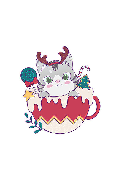 INOVATIX Set de 8 piese, autocolant pisică într-o cană, INOVATIX®. 6 cm