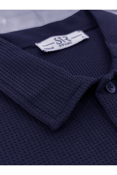 SÜVARİ Μπλουζάκι Polo Collar Polo με μοτίβο βάφλας Cavalry Loose Fit με μαλακή υφή διπλής στρώσης