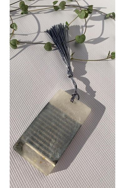 MISS GOLDEN Rectangular Shaped Bookmark Handmade with Black and Gold Glitter Decoration on Transparent Epoxy
