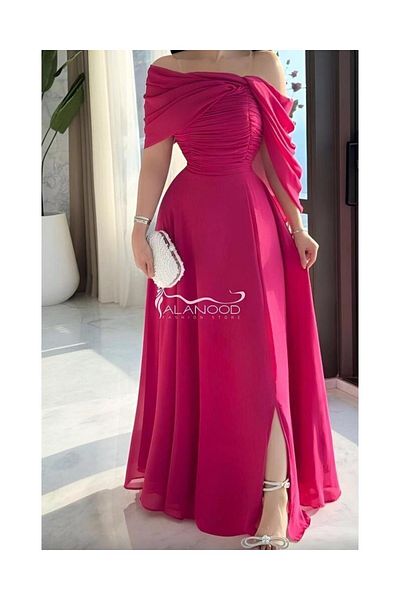 ALANOOD FASHION Jasmine lemon and fuchsia dress with an elegant feminine design