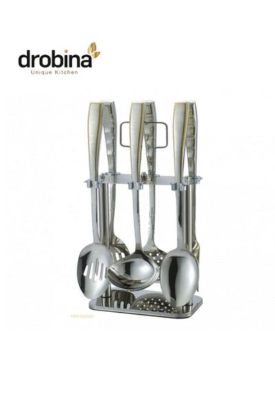 drobina Dropina 7-Piece Stainless Steel Spoon Set, Gold