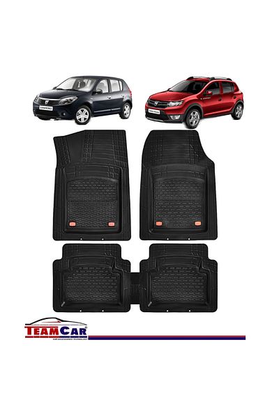 TEAMCAR ® Tray Type Car Mats Compatible With Dacia Sandero, Black
