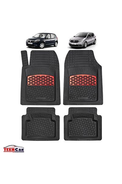 TEAMCAR ® Tray Type Car Mats Compatible With Dacia Sandero, Red