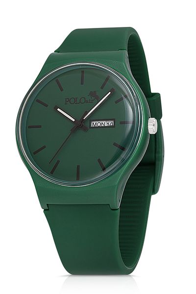 Polo Air Sport Unisex Silicone Cord Day Month Calendar Wrist Watch Dark Green Color Pl-1555B9X