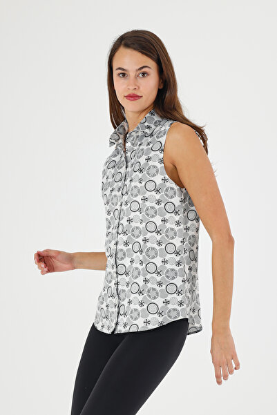 FİDEY Women's Shirt Zero Sleeve Printed