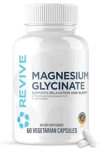 Revive MD Pure Magnesium Glycinate Capsules 200mg High Absorption Supplement for Relaxation & Stress