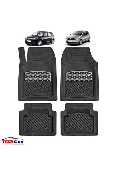 TEAMCAR ® Tray Type Car Mats Compatible With Dacia Sandero, Silver