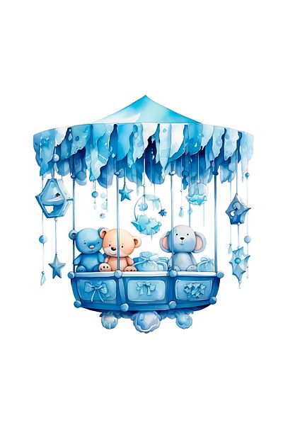 INOVATIX Set of 8 pieces, Blue swing sticker with teddy bears, INOVATIX®. 6 cm
