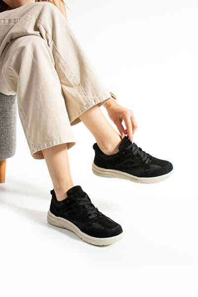 Getcho Stuan Women's Suede Black Sneaker Casual Shoes |   Lightweight Sole Soft Inner Structure Comfortable Sports Style