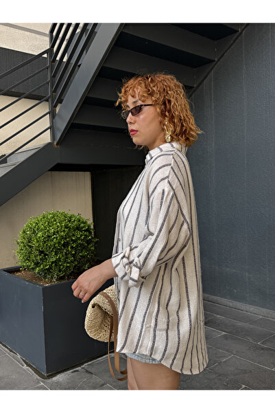 Bak'ap Raw Linen 100% Cotton Striped Linen Shirt