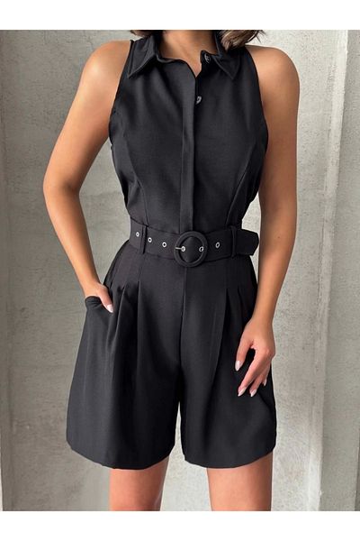 TB Terzi Bey Collared Shorts Jumpsuit