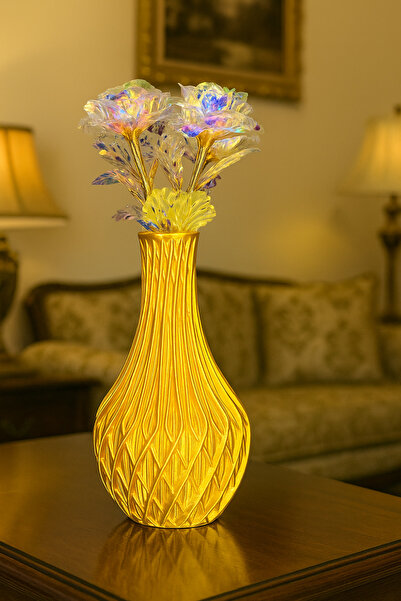 Asel Modern Vazo Gold çiçekler fiyata dahil değildir