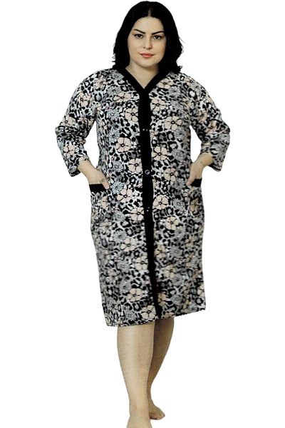 Star Fashion Housewife's cape, StarFashion, with three-quarter sleeves, with zipper, 100% cotton, navy blue