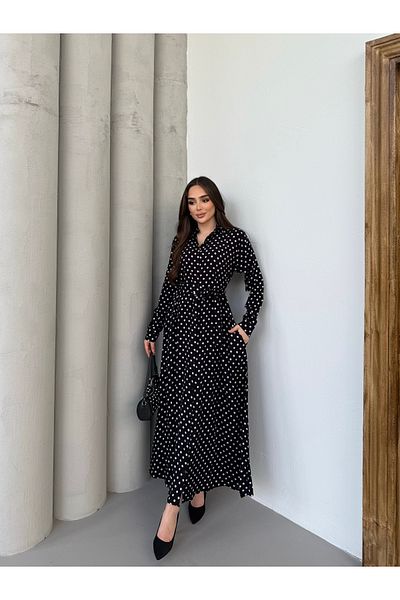 Att Attstil Summer Full Length White Polka Dot Button Dress