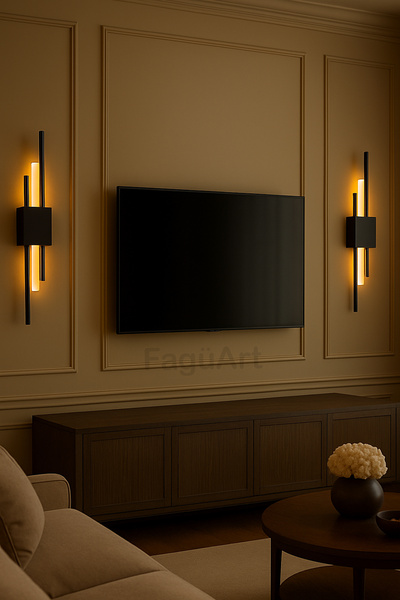 FagüArt Pilli Modern Çift Yönlü Dekoratif Duvar Aydınlatması Aplik Gece Lambası Siyah 1 Adet