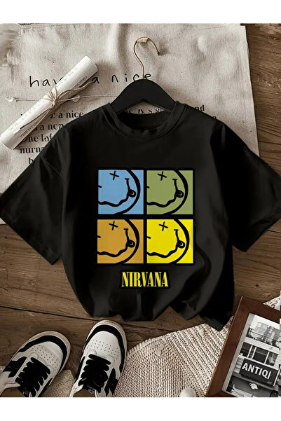 Koklonmoda تي شيرت كبير الحجم مطبوع عليه نيرفانا للجنسين