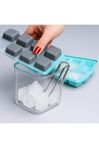 afifehome 24 Pieces Silicone Lid Ice Box Square Push-Pull Ice Box