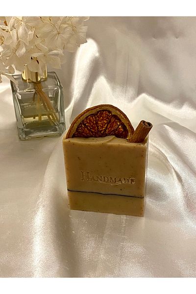 Port Aksesuar Cinnamon Orange Natural Handmade Soap – Purifying Soap with Mustard Seed Oil (for All Skin)