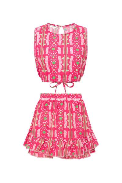 Le Monade Dreams Pembe Bulut Desenli Şort Etek