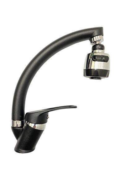 BDL ARMATÜR BDL SİYAH KROM 2 FONKSİYONLU OYNAR BAŞLIKLI MUTFAK EVİYE BATARYAS...