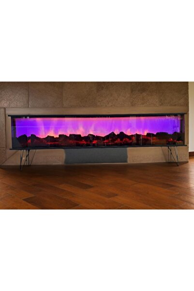 Genel Markalar Tv Sehpası Full Şömineli Kumandalı Bluetooth Stereo Ses 6 Modlu Ünite 170 Cm Mdf Metal Ayak