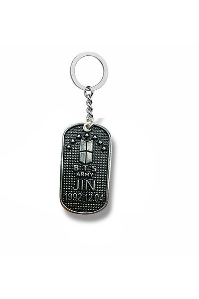 Herşey Nota Bts Jin Imprint Keychain – K-Pop Group Member Kim Seokjin Themed Unisex Metal Accessory