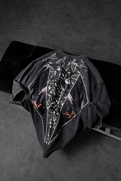 Slatra Ανδρικό μπλουζάκι Anthracite Fallapart Special Washed Fabric Oversize