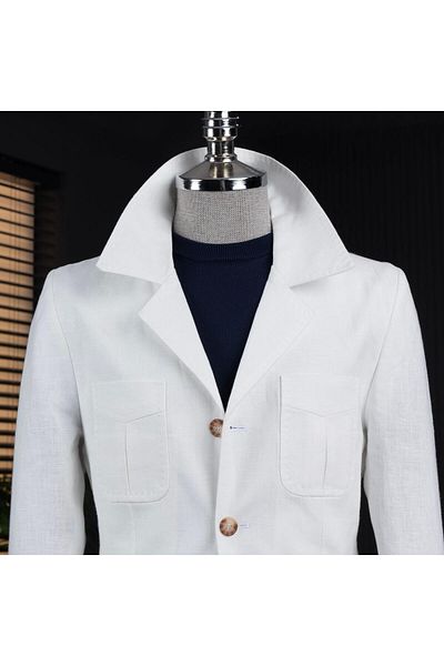 TerziAdemAltun Italian Style Slim Fit Sports Men's Jacket Ecru T13748