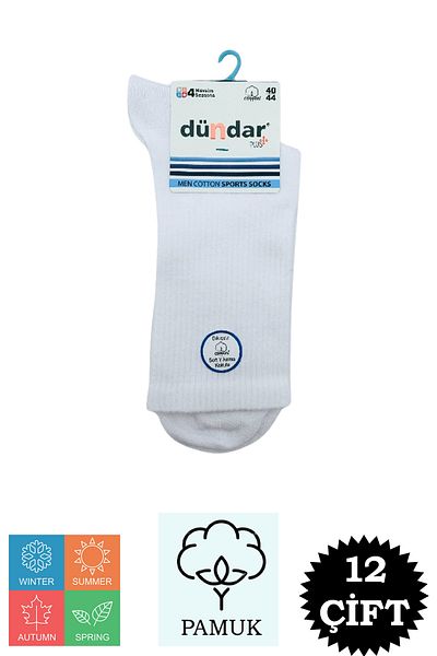 Dündar Men's Cotton Sports Long Socks 12 Pack 4 Seasons