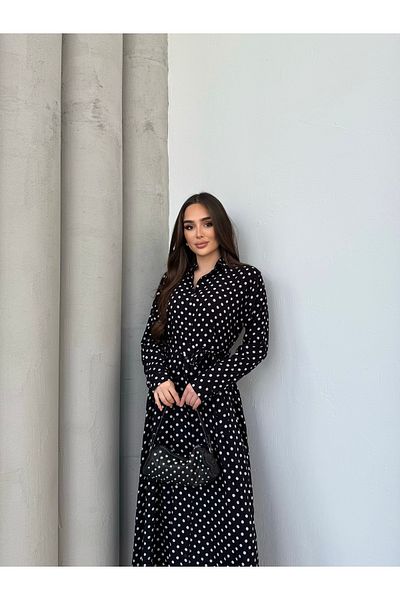 Att Attstil Summer Full Length White Polka Dot Button Dress