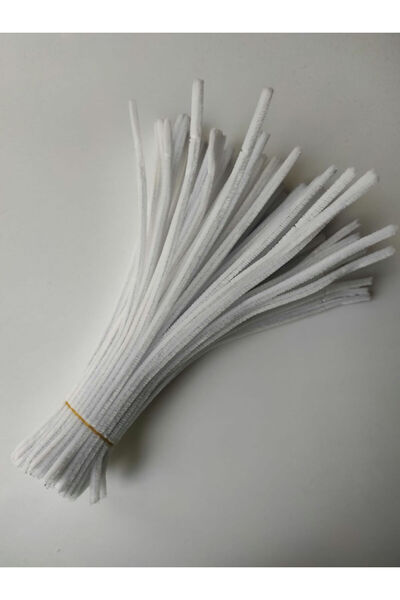 hyc heryerçiçeklenir 100 Pieces of White Chenille, Feathered Wire Suitable for Flower Making, 30 cm 6 mm