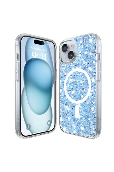 Techsuit Case for iPhone 15 - Techsuit Sparkly Glitter MagSafe - Blue
