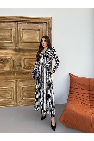 Att Attstil Summer Full Length White Striped Button Dress