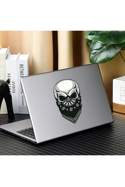 zafrakreklam Autocolant Bandana Neagră Craniu, Motocicletă, Cască, Laptop, Mașină, Autocolant pentru Geam 14X8CM Folie