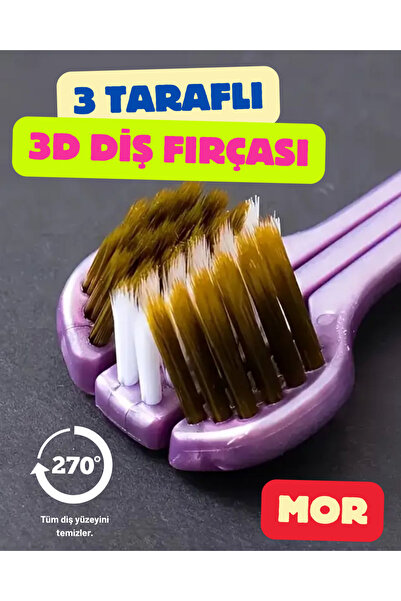 Antin Kuntin 3 Taraflı Diş Fırçası Mor Renk 3 Boyutlu Yumuşak Uçlu Komple Tem...