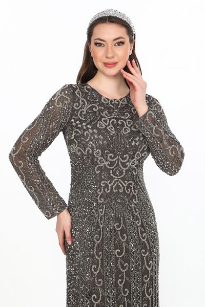 GATSBYLADY LONDON Laila Maxi – Grey Sequin Evening Gown