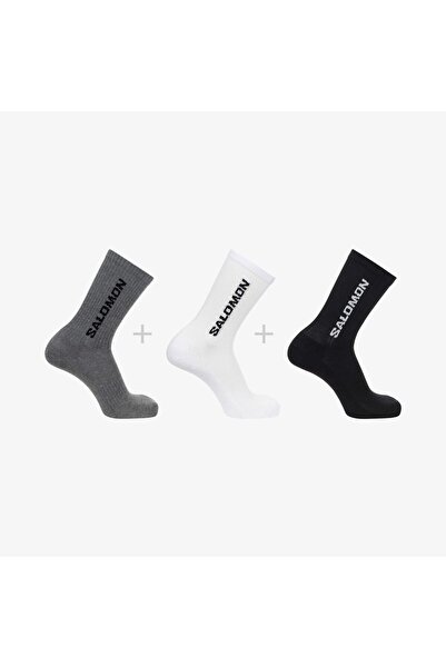 Salomon Everyday Crew 3 Pack 3 Pieces-Piece Unisex Socks BLACK-GRAY-WHITE