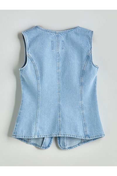 LC Waikiki New Season Crew Neck Women's Jean Vest - S5Fk19Z8