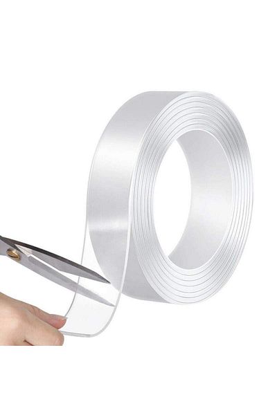 SIKS ® Bandă dublu adezivă, reutilizabilă după spălare, culoare transparentă, 2 metri