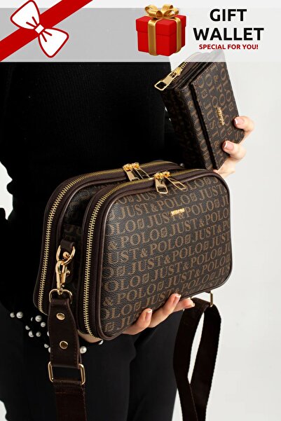 Just Polo Women's 5 Compartment Crossbody Bag Shoulder Bag and Wallet Combina...
