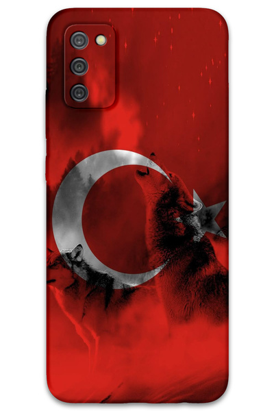Gramaphone حافظة هاتف متوافقة مع هاتف Galaxy A02s بنمط العلم التركي + واقي شا...