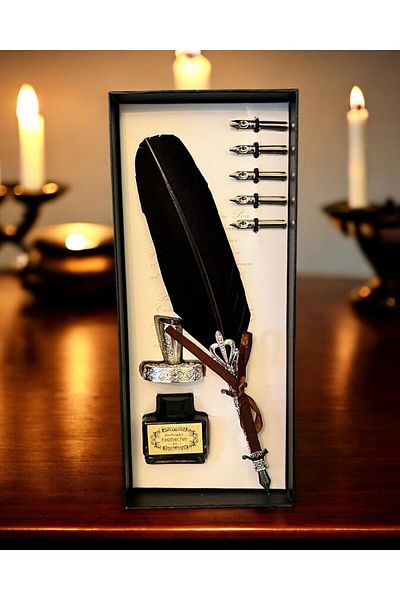 Wolawood Vintage Dip Ink Calligraphy Set – Feather Dip Pen + 5 Nibs + Ink + Ink Special Boxed Set