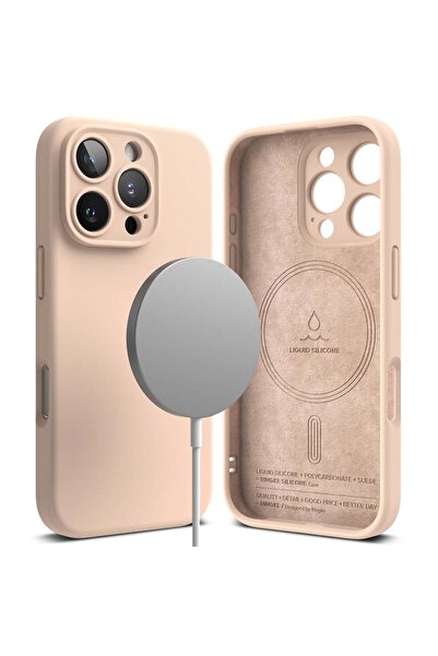 Ringke Husă pentru iPhone 16 Pro - Ringke Silicon Magnetic MagSafe - Nisip Roz