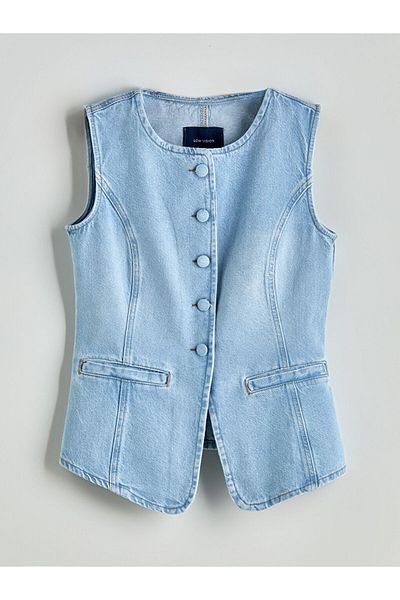 LC Waikiki New Season Crew Neck Women's Jean Vest - S5Fk19Z8