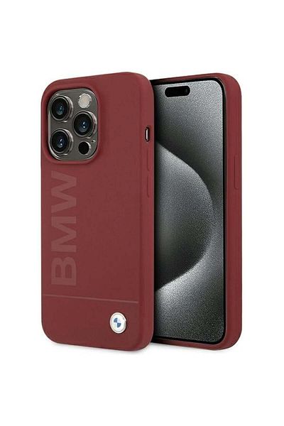 BMW Case for iPhone 15 Pro - BMW Hardcase Silicone Big Logo MagSafe (BMHMP15LSLBLRE) - Red