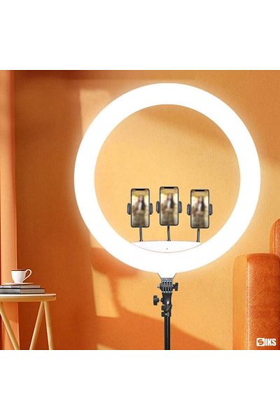 SIKS Circular Lamp, Ring Light Led, Make-up, 55 Cm, 22 Inch, 3 X Phone Holder, Remote Control